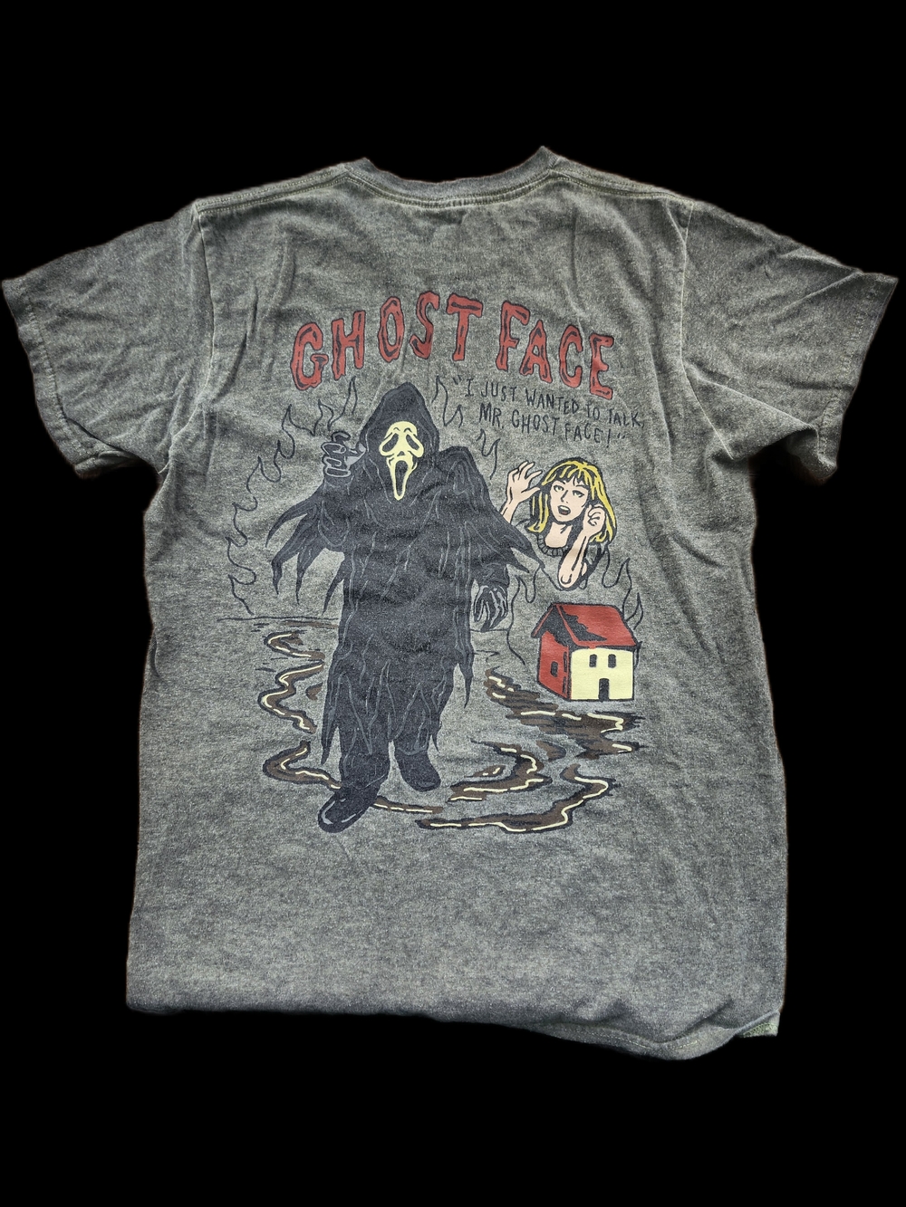 Ghostface Graphic Tee - Gray with Red & Yellow Accents